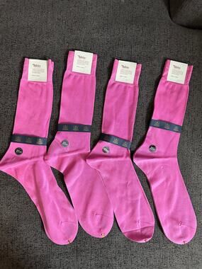 Tabio Japan 27cm Pink Cotton Crew Dress Socks NWT US Mens 9-11 Lot of 4